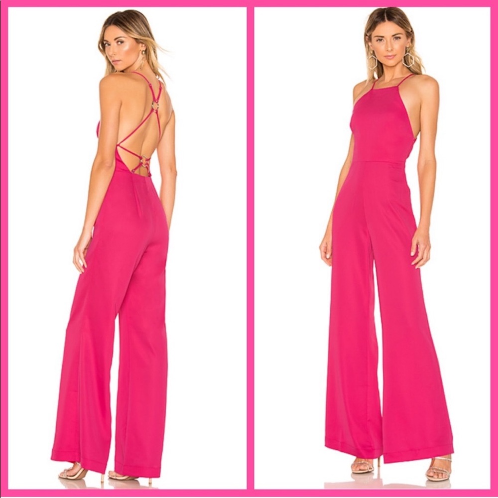 NWT NBD Goddess Jumpsuit Revolve Hot Pink Size S
